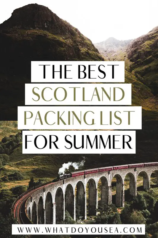 Are you traveling to Scotland for the spring or summer? Make your trip to Edinburgh, the Isle of Skye, Glasgow, and the Highlands a breeze with this complete guide on what to wear in Scotland for that classic nordic weather. Whether you’re spending a week in the country or backpacking for months, this is the most up to date guide on how to dress in Scotland that will have you 100% prepared! #scotlandpackinglist