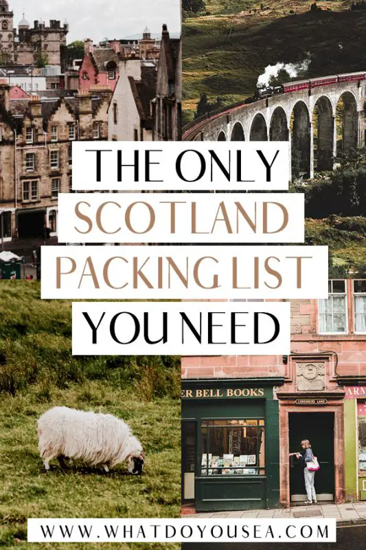 Are you traveling to Scotland for the spring or summer? Make your trip to Edinburgh, the Isle of Skye, Glasgow, and the Highlands a breeze with this complete guide on what to wear in Scotland for that classic nordic weather. Whether you’re spending a week in the country or backpacking for months, this is the most up to date guide on how to dress in Scotland that will have you 100% prepared! #scotlandpackinglist