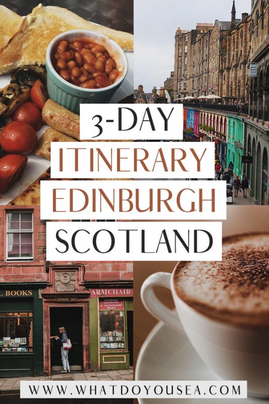 Look NO FURTHER for the best 3-day Edinburgh itinerary that will take you through all the most beautiful parts of Edinburgh while maximizing your time in Scotland! See iconic spots like the Royal Mile, Arthur’s Seat, and even hidden gems that not many know about all in this detailed itinerary #edinburghitinerary #3daysinedinburgh