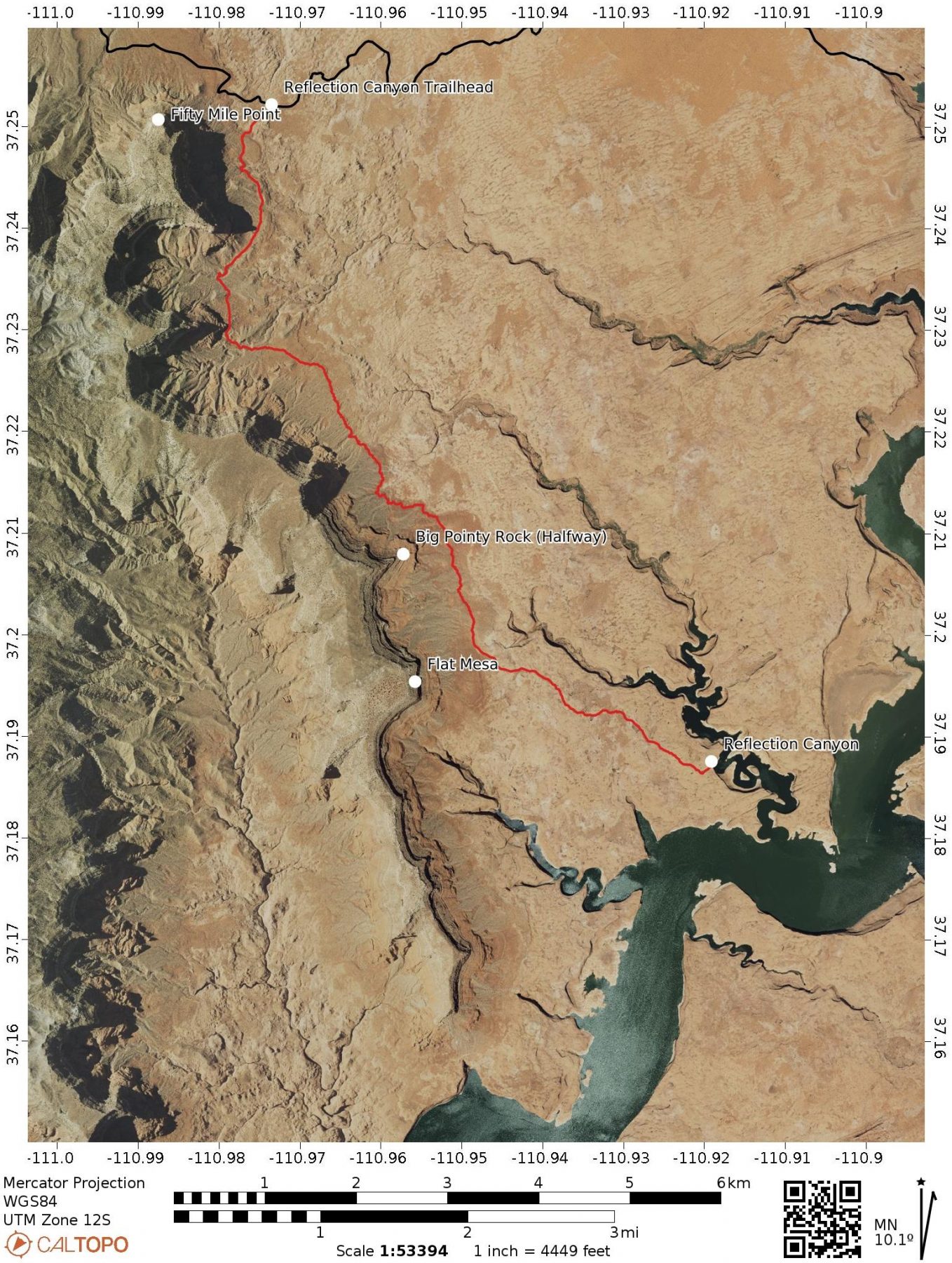 Reflection Canyon aerial topographic map