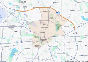 A Google map highlighting the main neighborhoods of Dallas.